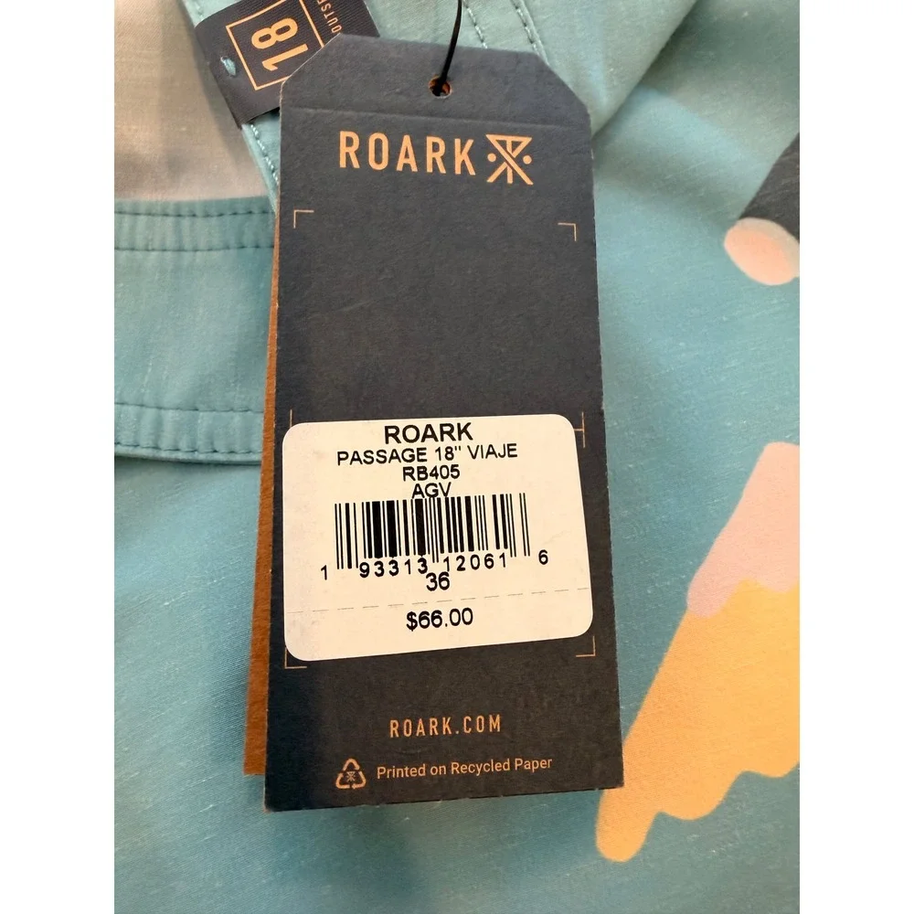 Roark Passage 18 Viaje Boardshorts Mens 36 Hemp Blend Blue Graphic RB405-AGV